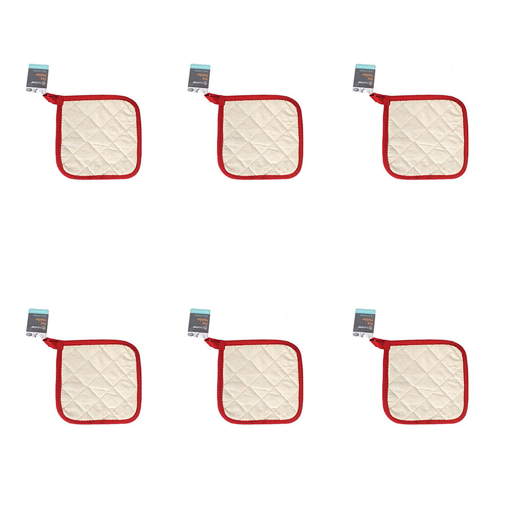 Topchef Cotton Cooking/Baking Pot Holder Mitt 1216.5x16.5cm Beige Assorted (6 Pack)