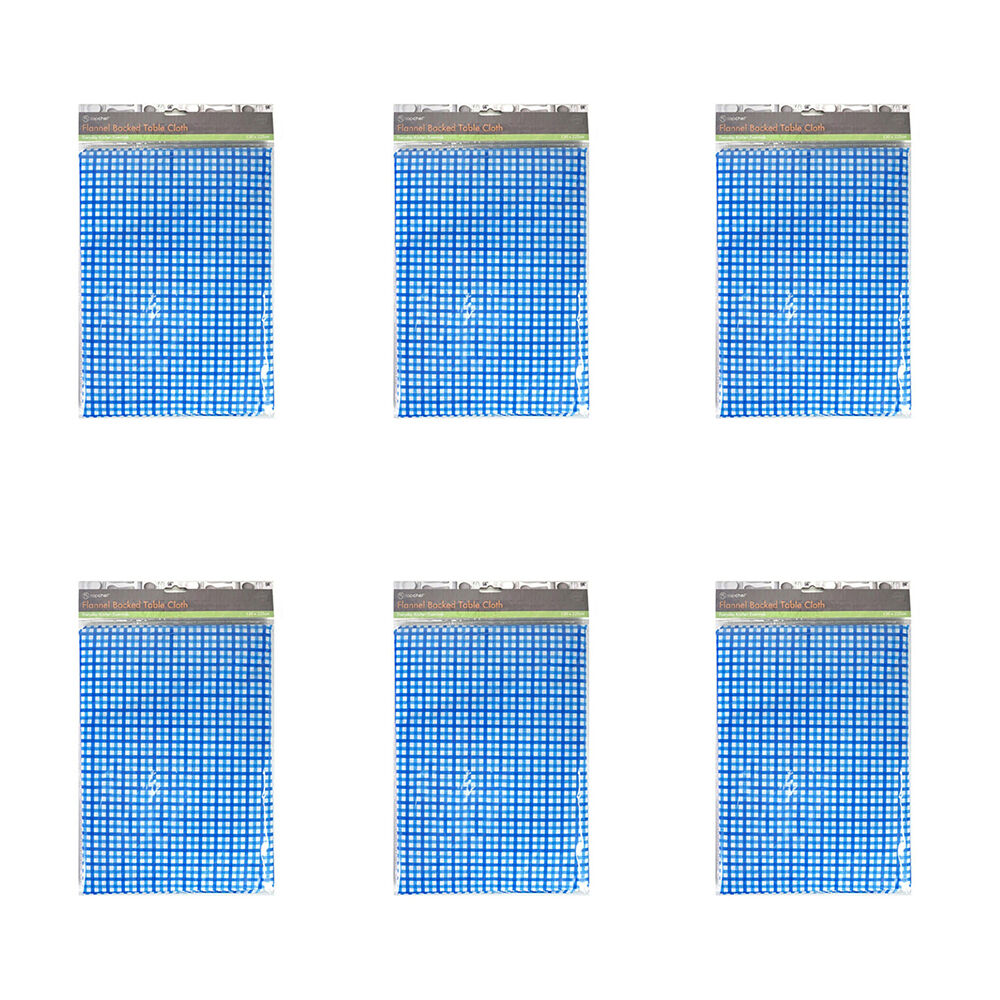 Topchef Checkered Dining Waterproof Tablecloth Flannel 12130x225cm Assorted (6 Pack)