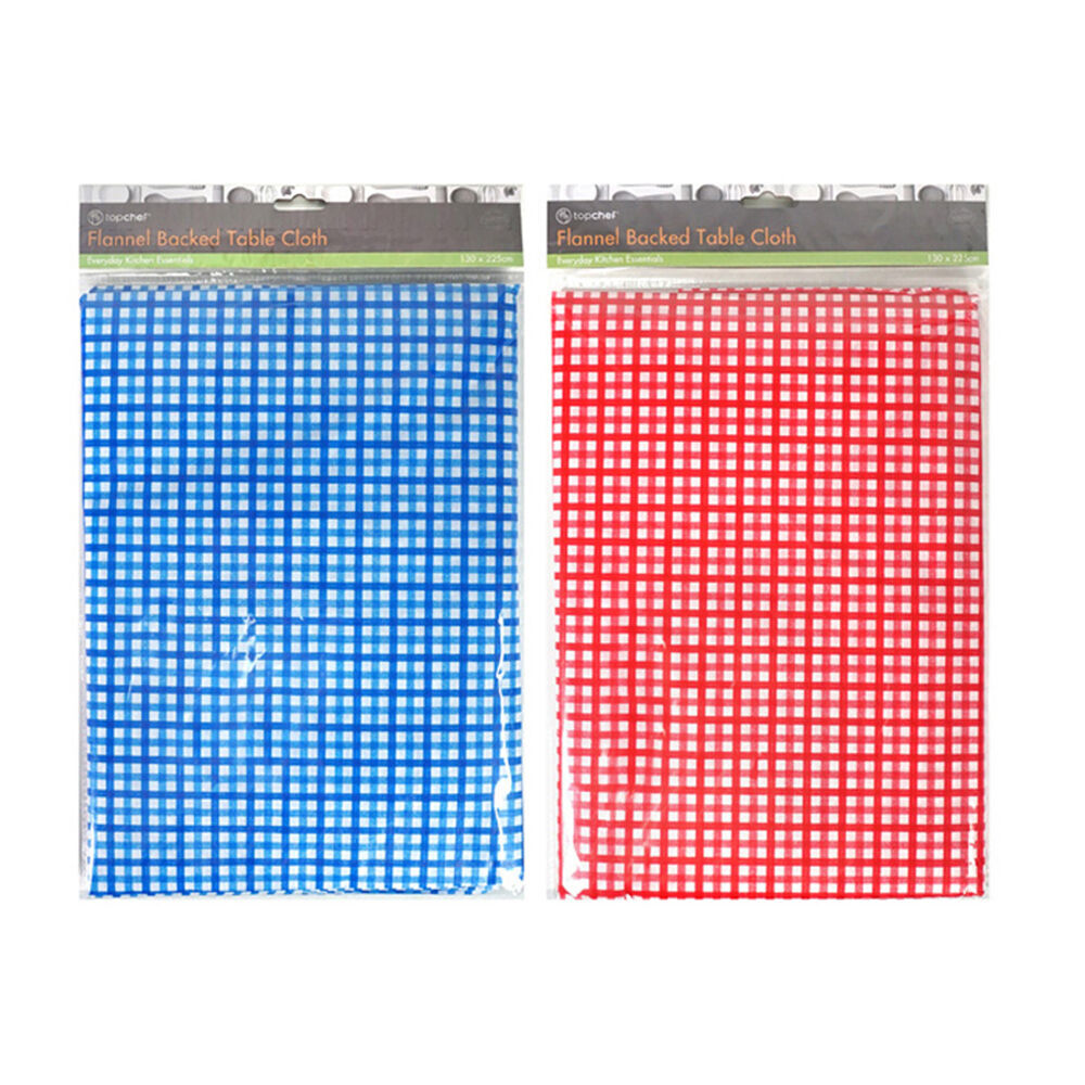 Topchef Checkered Dining Waterproof Tablecloth Flannel 12130x225cm Assorted (6 Pack) — image 3