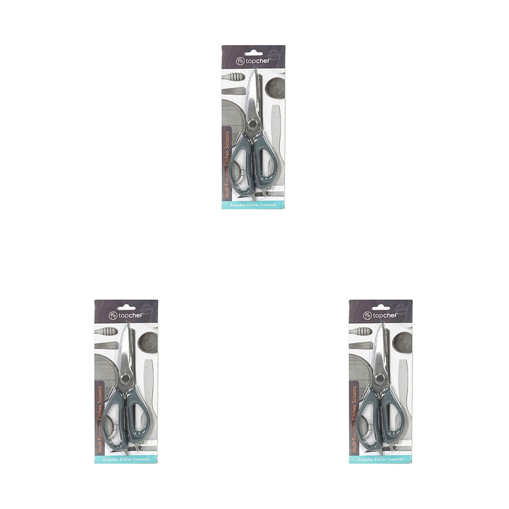 Topchef Multi-Function Steel/Plastic Kitchen Scissor Cooking Shears 1222x8cm (3 Pack)