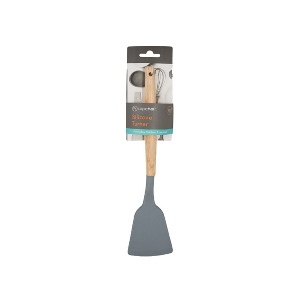 Topchef Non Stick Silicone Cooking Turner w/ Wood Handle Kitchen Utensil