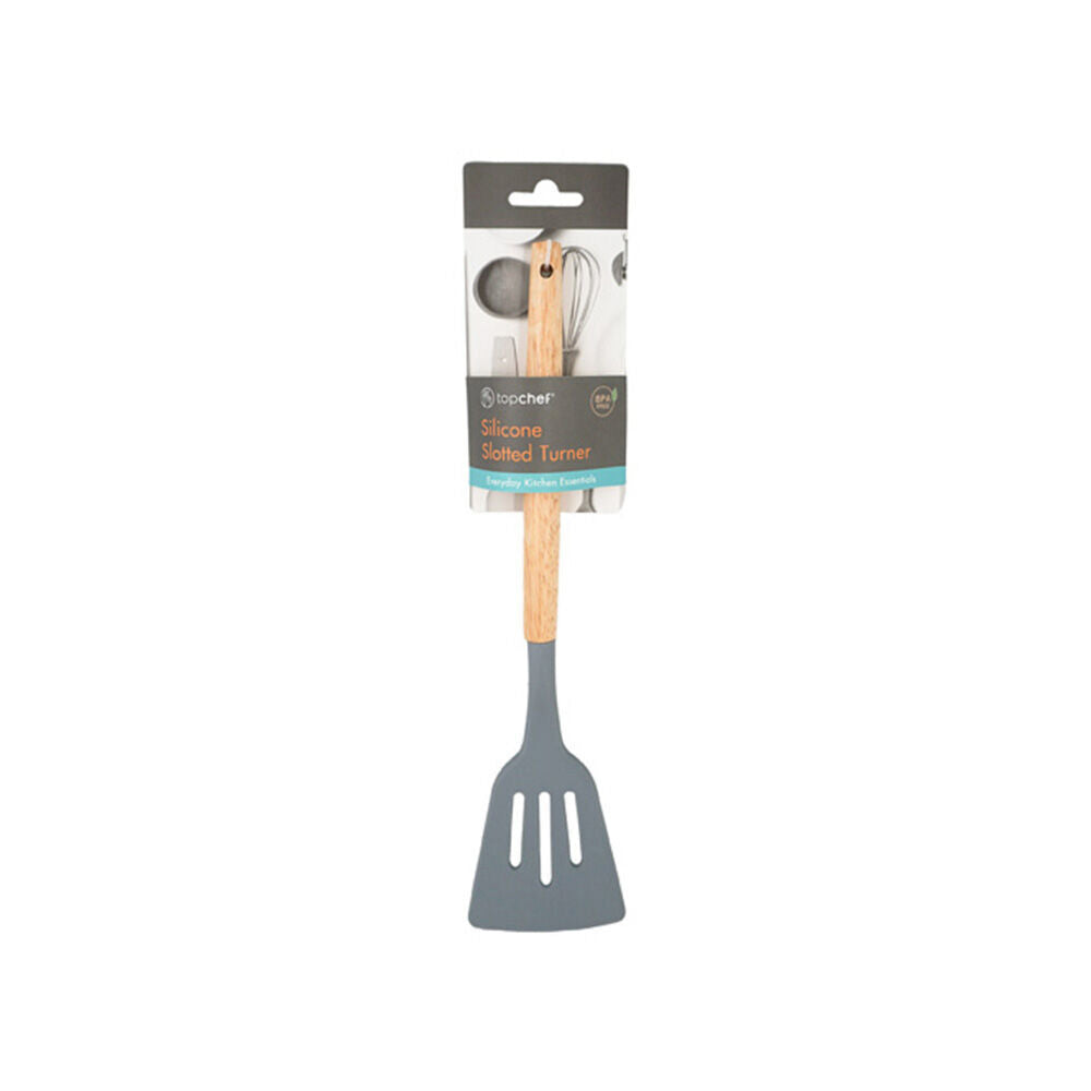 Topchef Non Stick Silicone Slotted Turner w/ Wood Handle Kitchen Spatula
