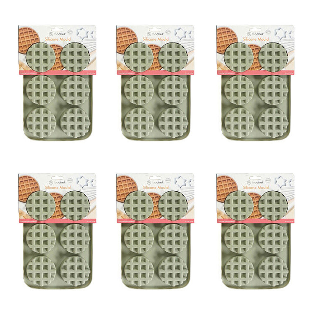 Topchef 6pc Topchef Silicone Heat Resistant Waffle Mould 25.5x18cm Assorted (6 Pack)