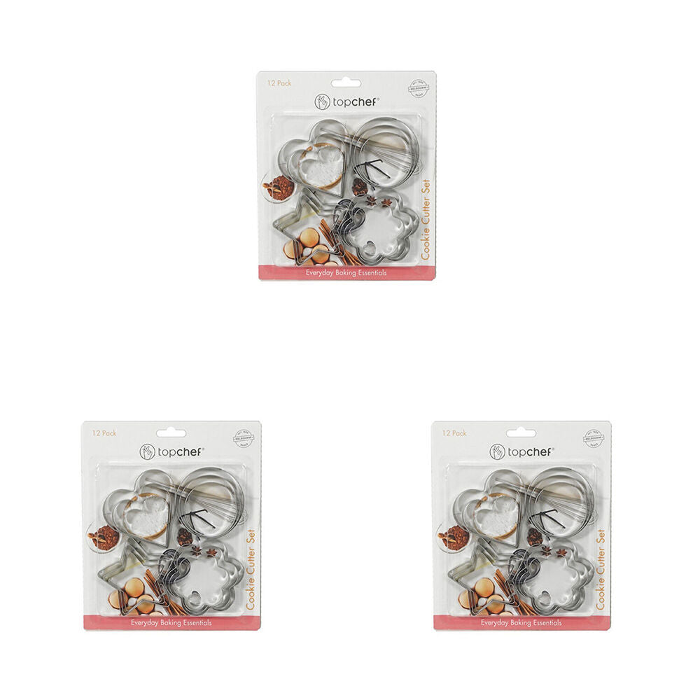 Topchef 12pc Topchef Stainless Steel Cookie Cutter Baking Set Silver Assorted (3 Pack)