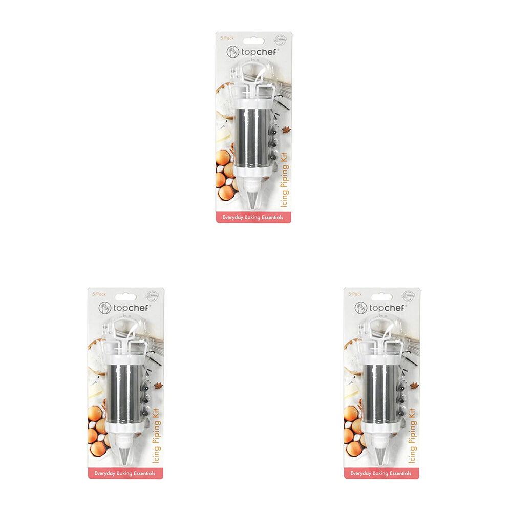 Topchef Stainless Steel Icing Piping Decorating Baking Kit White (3 Pack)