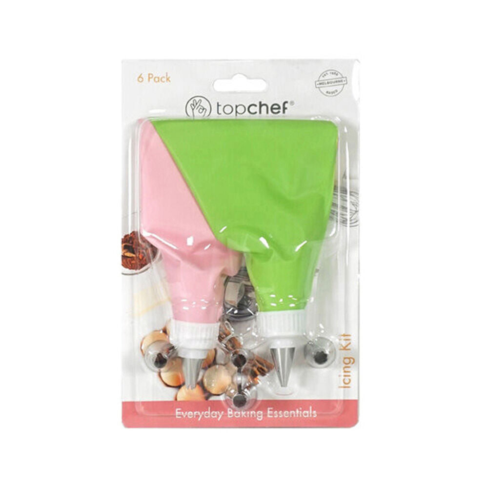 Topchef Stainless Steel/Silicone Reusable Icing Kit Multicoloured (6 Pieces)