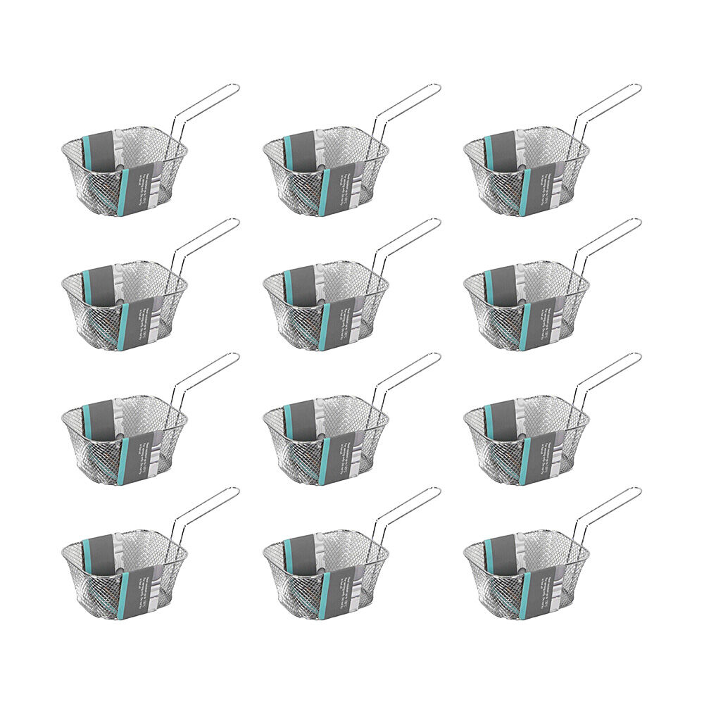 Topchef Stainless Steel Chip Serving Basket 14.5x10cm Snack Serving Tray (12 Pack)
