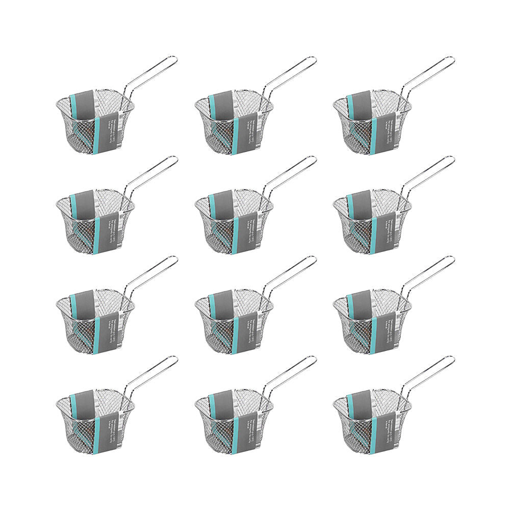 Topchef Stainless Steel Mini Chip Serving Food Basket Snack Serving Tray (12 Pack)