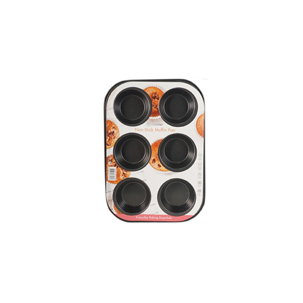 Topchef Non-Stick 6 Cup Carbon Steel Muffin/Cupcake Mold Pan Rectangular (3 Pack) — image 2