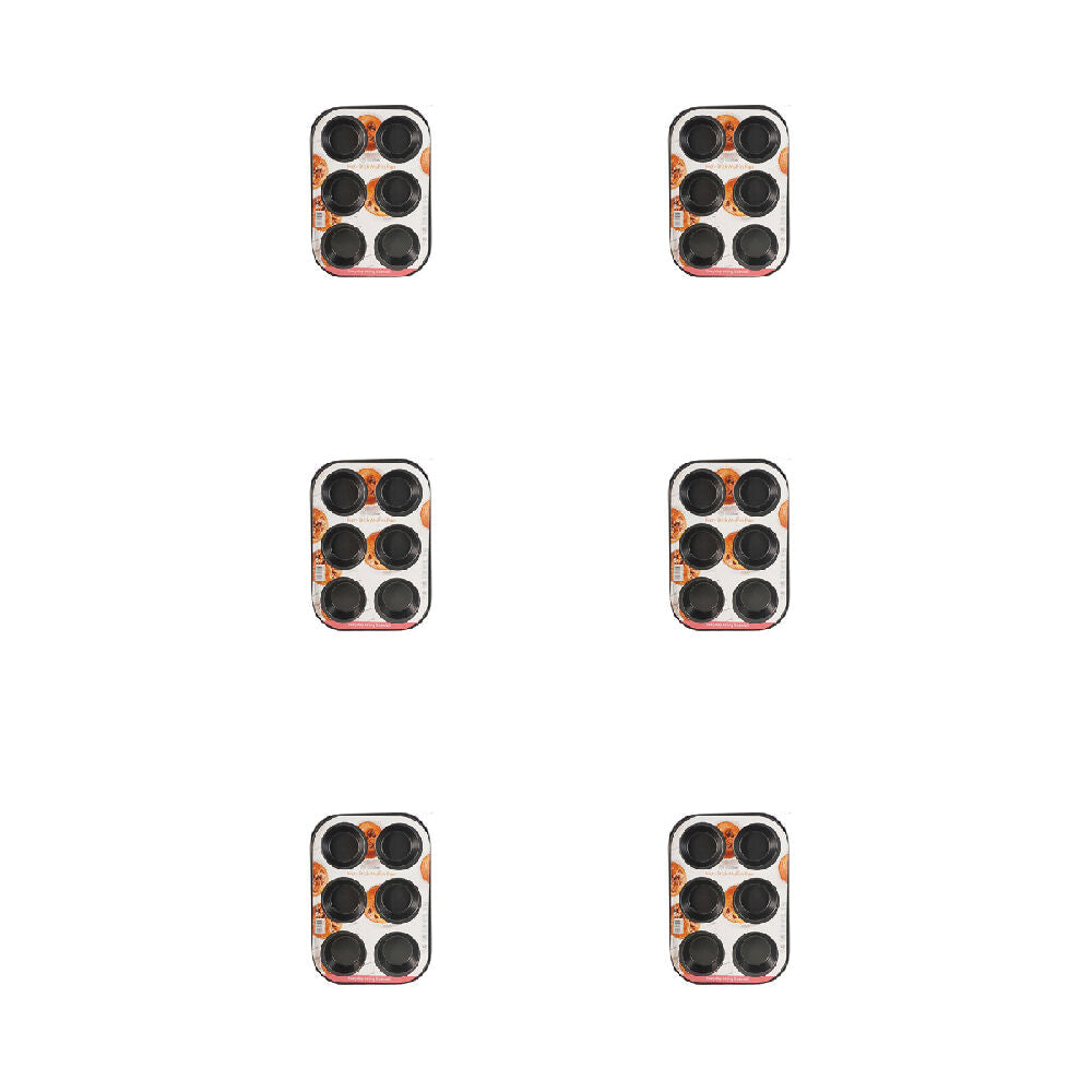 Topchef Non-Stick 6 Cup Carbon Steel Muffin/Cupcake Mold Pan Rectangular (6 Pack)
