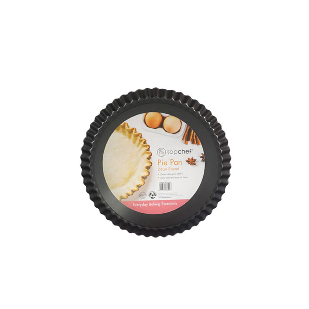 Topchef Oven Safe Pie Pan Removeable Base Non-Stick Baking Tart Pan Black (2 Pieces)