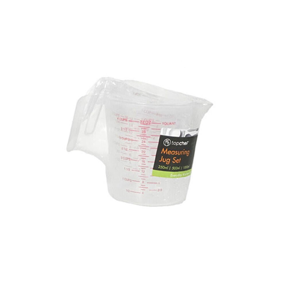 Topchef Plastic Measuring Jug Set Kitchen Liquid Measuring Tools Transparent