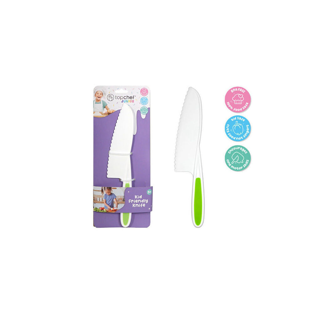 Topchef Kids Friendly Silicone Cutting Kitchen Knife White & Green (6 Pack) — image 3
