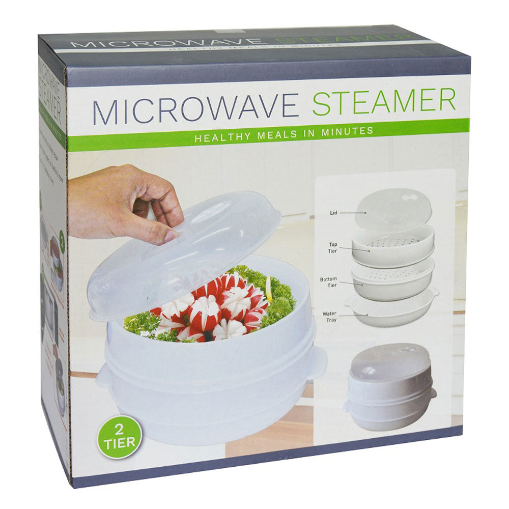 Uniwide Microwave Kitchen 2 Tier Steamer Food/Vegetables Container Cookware w/Lid (2 Pack) — image 2