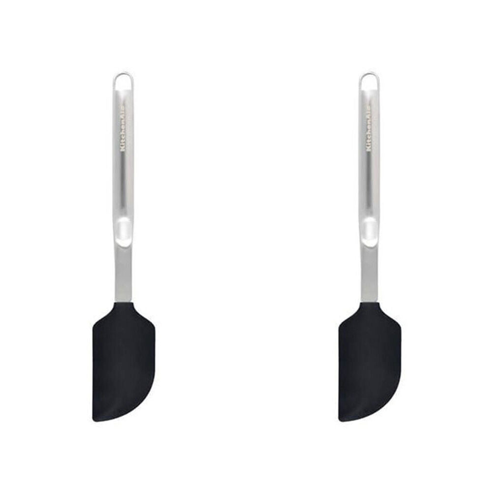 Kitchenaid Premium Flexible Stainless Steel Scrapper Spatula Utensil Black (2 Pack)