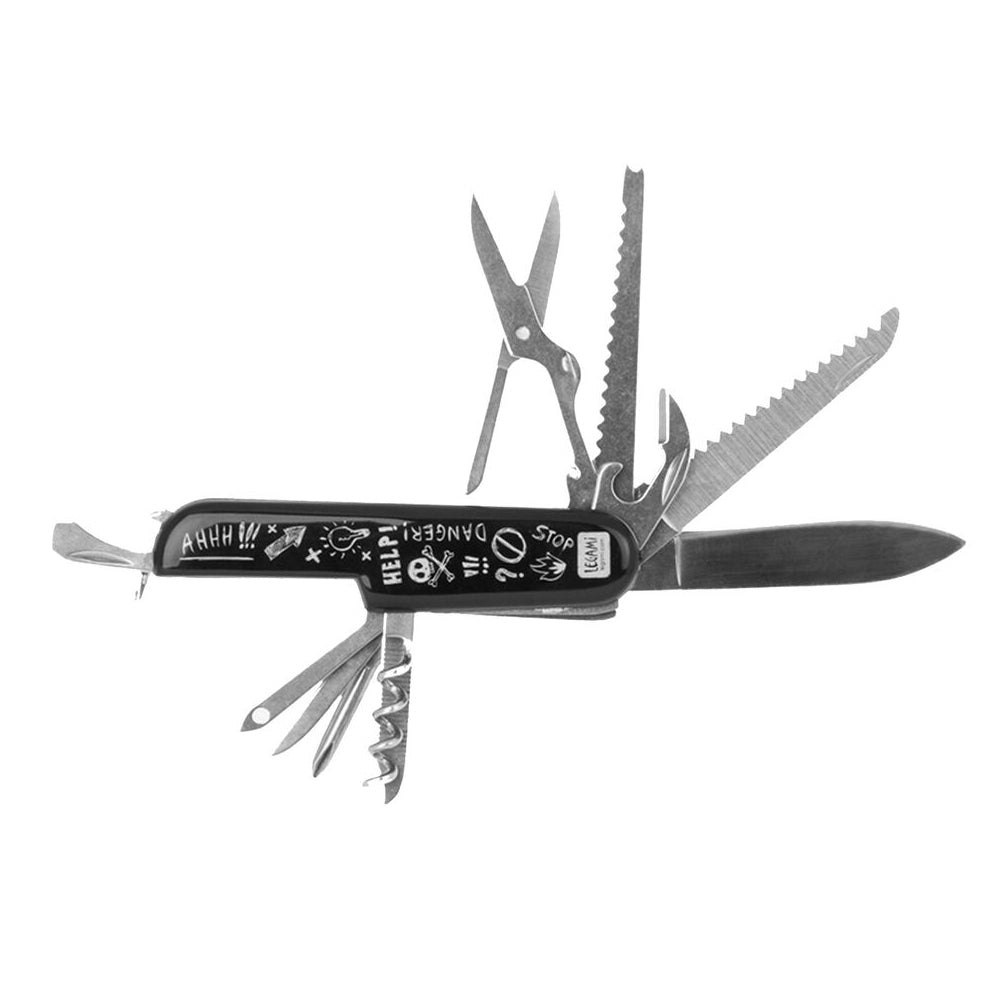 Legami SOS I Will Survive Pocket Knife 11-in-1 Multi Tool Camping/Hiking Black