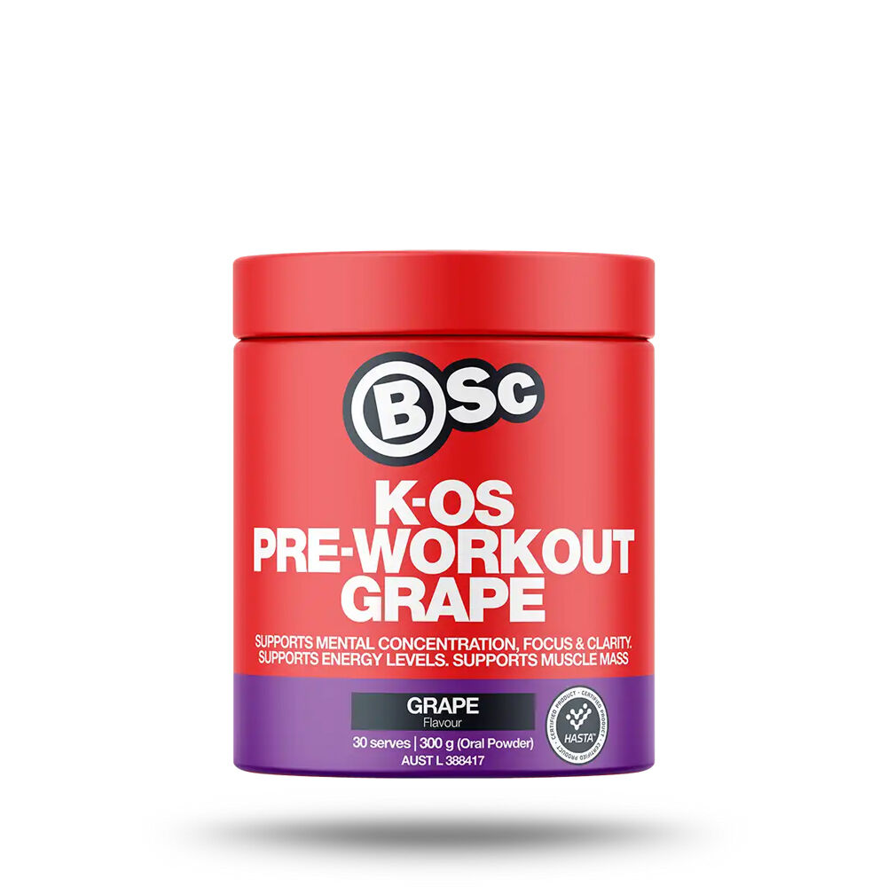 BSc 300mg Grape K-OS Pre-Workout Powder Focus & Clarity 30 Serves