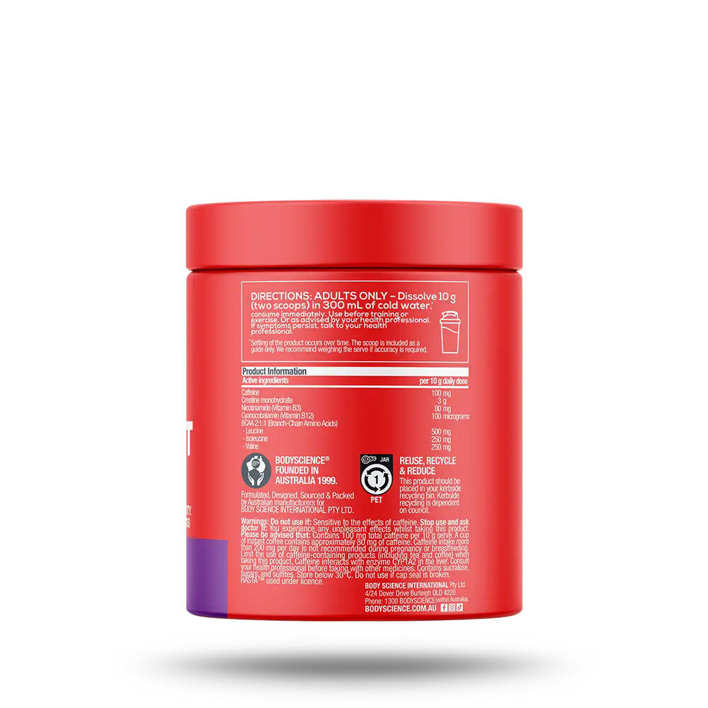 BSc 300mg Grape K-OS Pre-Workout Powder Focus & Clarity 30 Serves — image 3