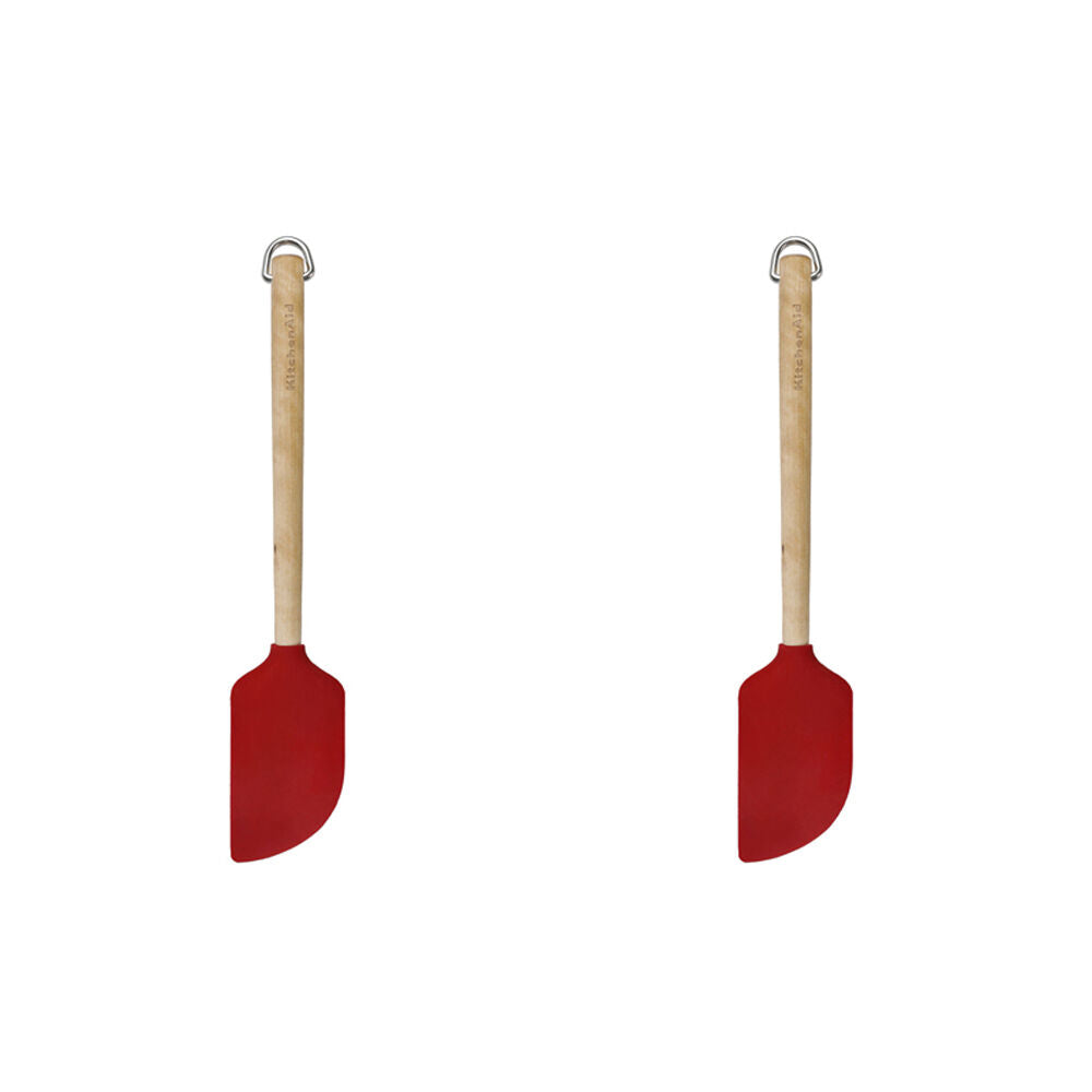 Kitchenaid Birchwood Scraper Spatula Silicon Cooking Utensil Empire Red (2 Pack)
