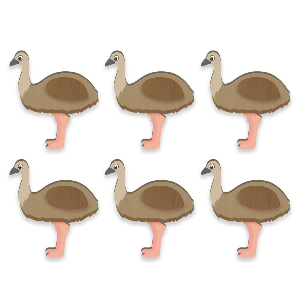 LMD Emu Handmade Animal Wood Refrigerator Magnet Fridge Kitchen Home Decor (6 Pieces)
