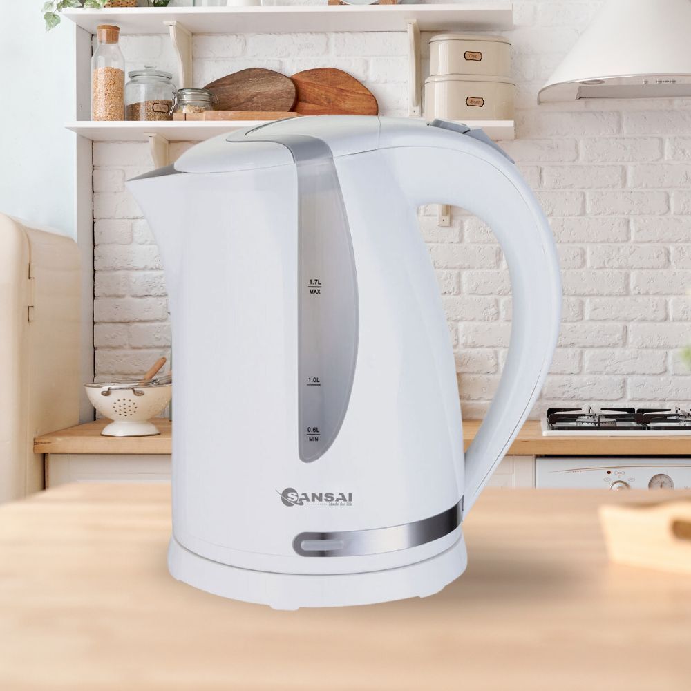 Sansai 1.7L Electric 2200W Cordless Kettle Jug Water Boiler w/ Swivel Base White — image 3