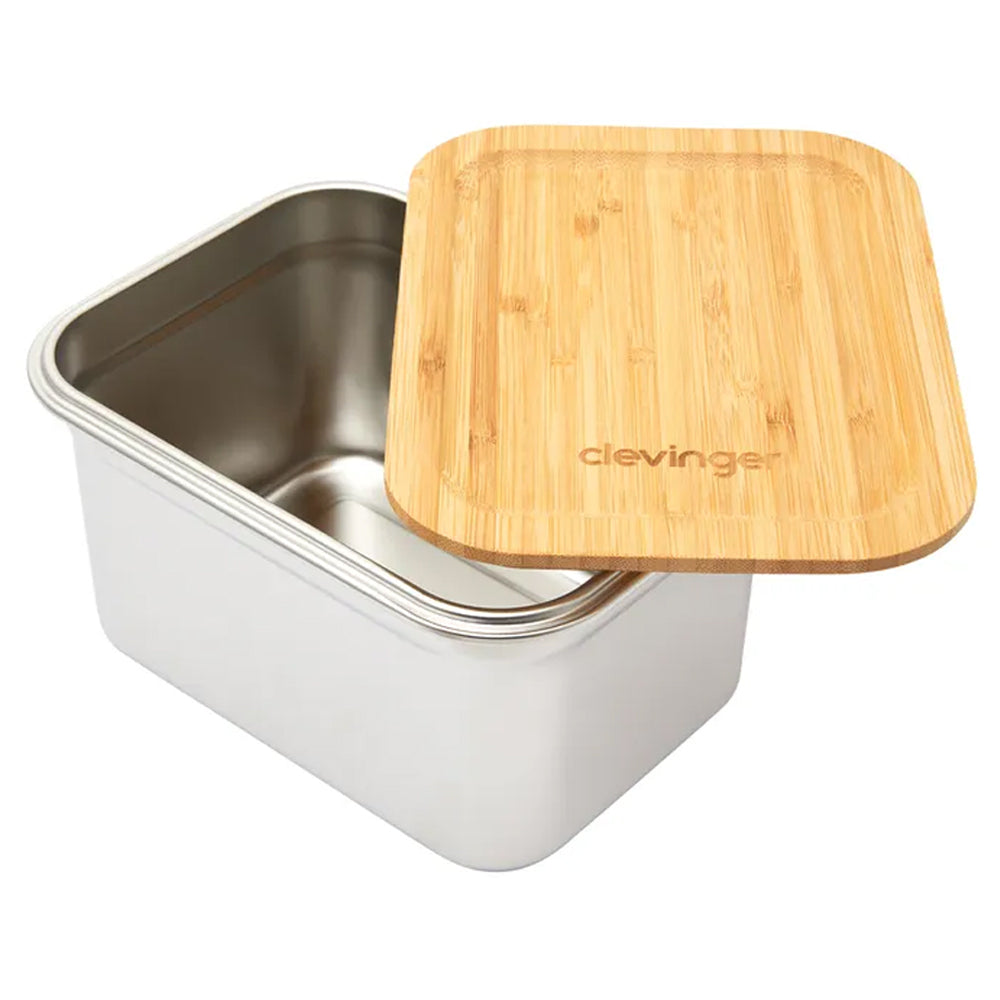 Clevinger 2000ml Stainless Steel Snack Box Lunch Container w/ Bamboo Lid White — image 2