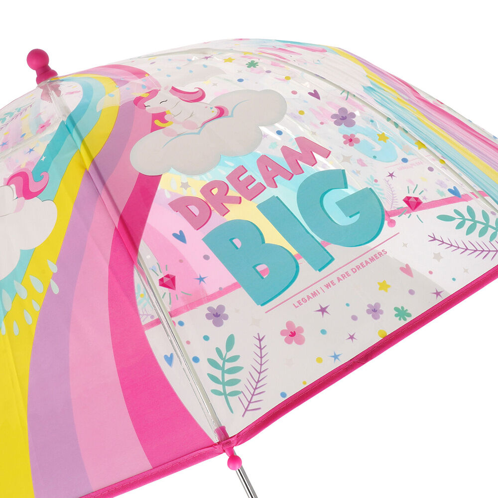 Legami Clear/Pink Wind-Resistant Dome Umbrella Kids/Children - Wind-Resistant Kids/Children Clear/Pink Unicorn — image 2
