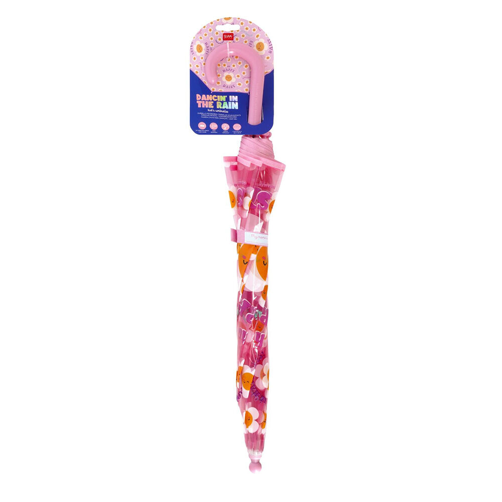 Legami Clear/Pink Wind-Resistant Dome Umbrella Kids/Children - Wind-Resistant Kids/Children Clear/Pink Daisy — image 2