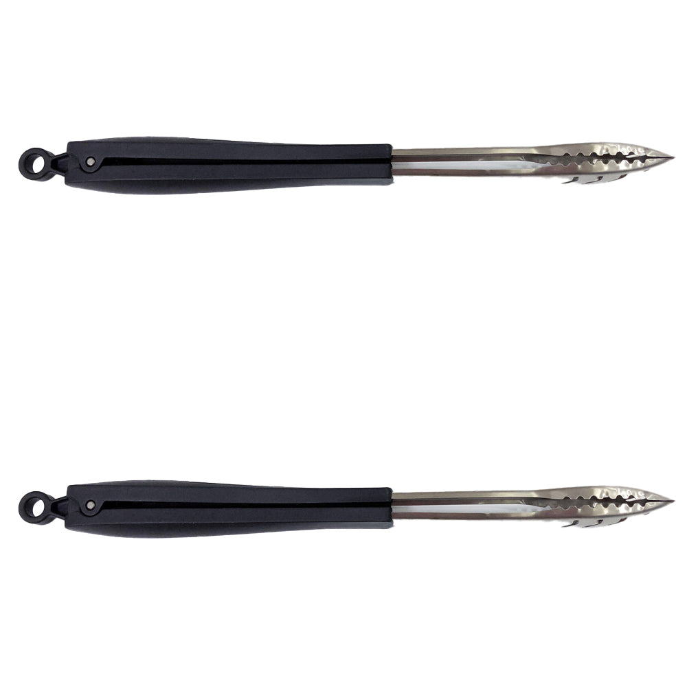 Urban Kitchen 37cm SS BBQ Tongs w/Plastic Handle Cooking Utensil Black/Chrome (2 Pack)