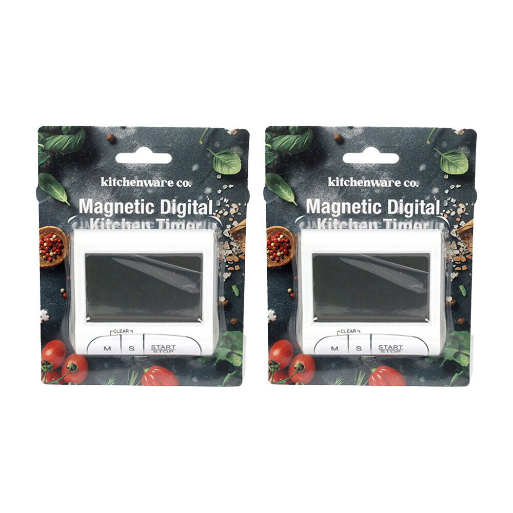Kitchenware CO Digital Kitchen Timer With Magnet 8x7cm White (2 Pack)