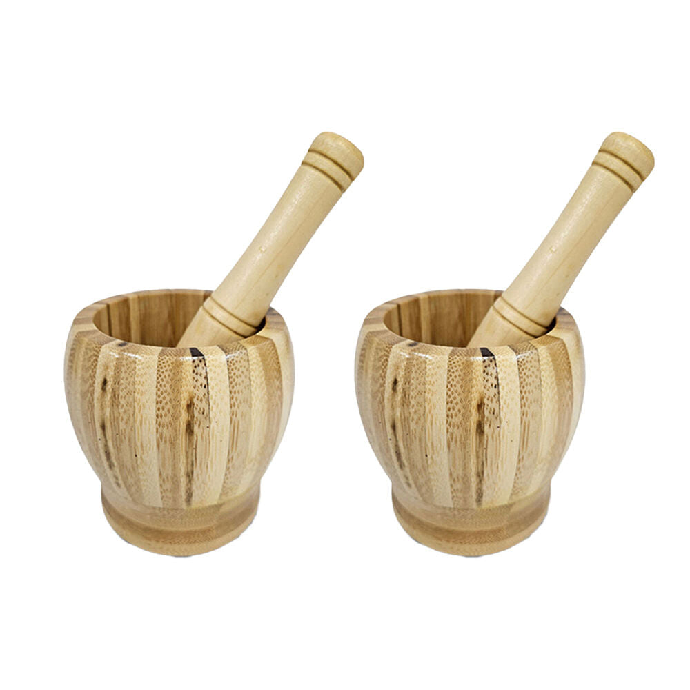 Kitchenware CO 2pc Kitchenware Co Bamboo Kitchen Mortar And Pestle Grinding Set 10cm (2 Pack)