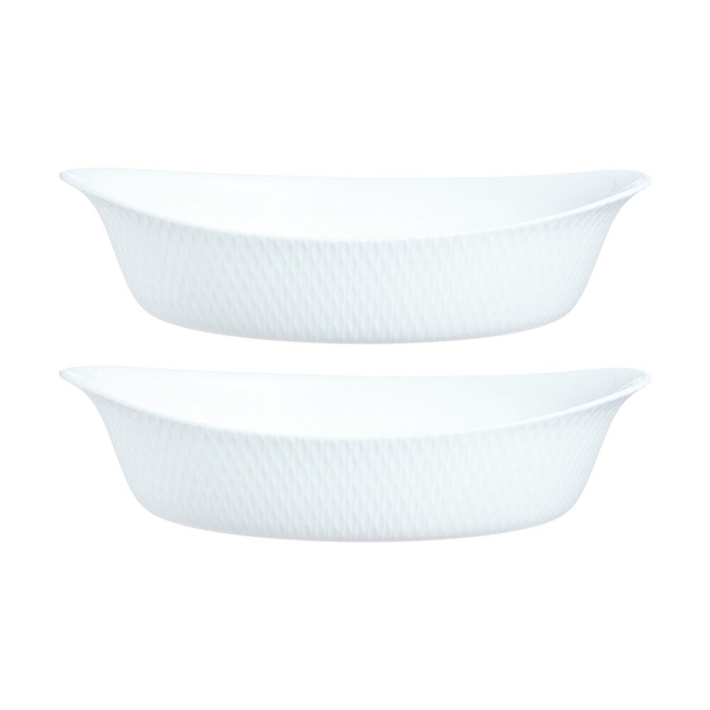 Luminarc Smart Wavy Oval Baking Dish 29x17cm Bakeware Opal Glass White (2 Pack)