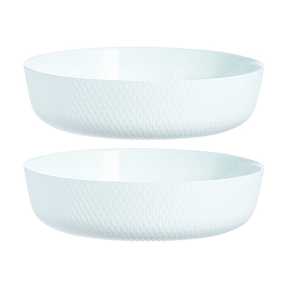 Luminarc Smart Wavy Round Baking Dish 26x7cm Bakeware Opal Glass White (2 Pack)