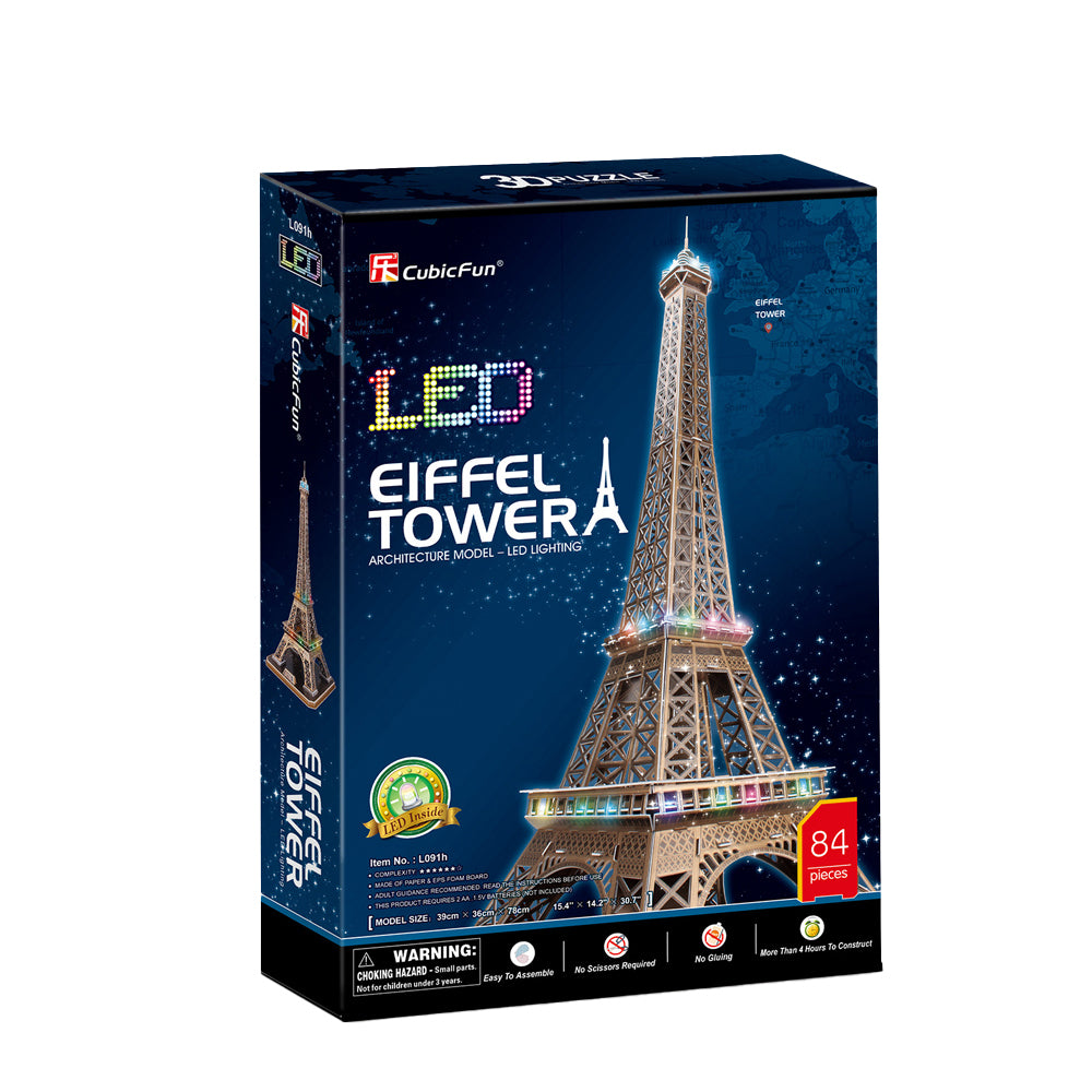 Cubic Fun CubicFun LED Eiffel Tower 3D Puzzle Kids/Children DIY Interactive Toy 3y+ (84 Pieces)