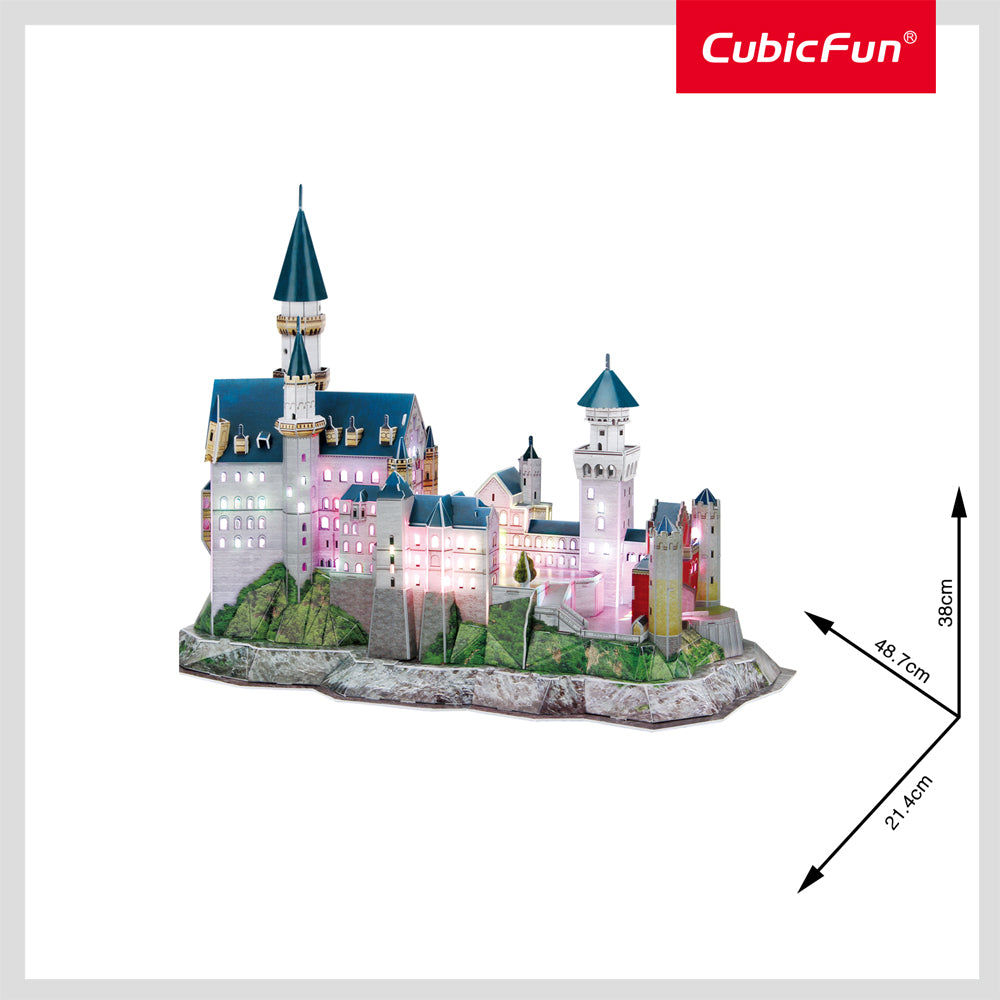 Cubic Fun CubicFun LED Neuschwanstein Castle DIY 3D Puzzle Kids Interactive Toy 3y+ (128 Pieces)