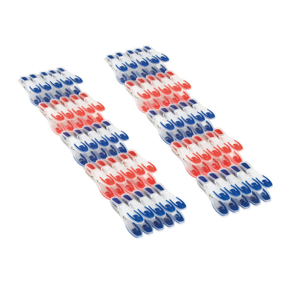 Leifheit 25pc Leifheit Laundry Pegs/Clothespin Soft Clipping Wide Handle Set Blue/Red (2 Pack)