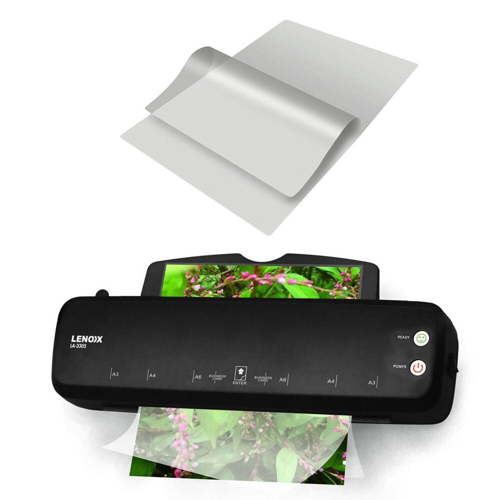 Lenoxx A3 Paper Hot Laminator Office/Business/Home w/50 Plastic Pouch Laminating Sheets