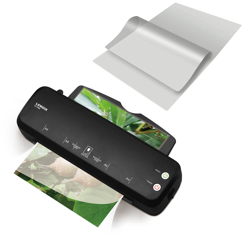 Lenoxx A4 Paper Hot Laminator Office/Business/Home w/100 Plastic Pouch Laminating Sheet