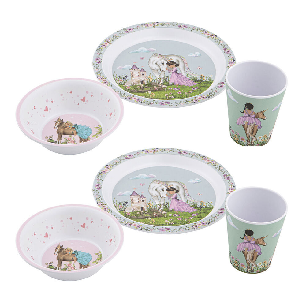 Ashdene 3pc Ashdene My Unicorn Melamine Kids Dinner Dining Set White (2 Pack)