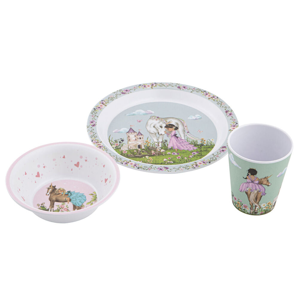 Ashdene 3pc Ashdene My Unicorn Melamine Kids Dinner Dining Set White (2 Pack) — image 2