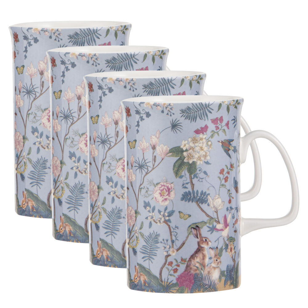 Ashdene Enchanted Forest New Bone China Drinking Can Mug 370ml Blue (4 Pack)