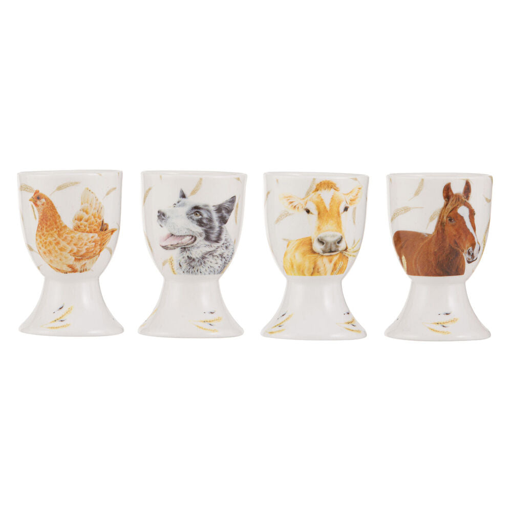 Ashdene Farmyard Faces 2 Boiled Egg Serving Cup Stand Holder 5x6.5cm (4 Pieces)