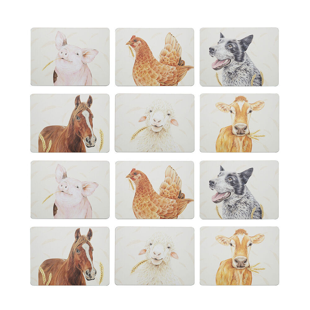 Ashdene 6pc Ashdene Farmyard Faces 2 Kitchen Dining Table Placemat 29x21.5cm (2 Pack)