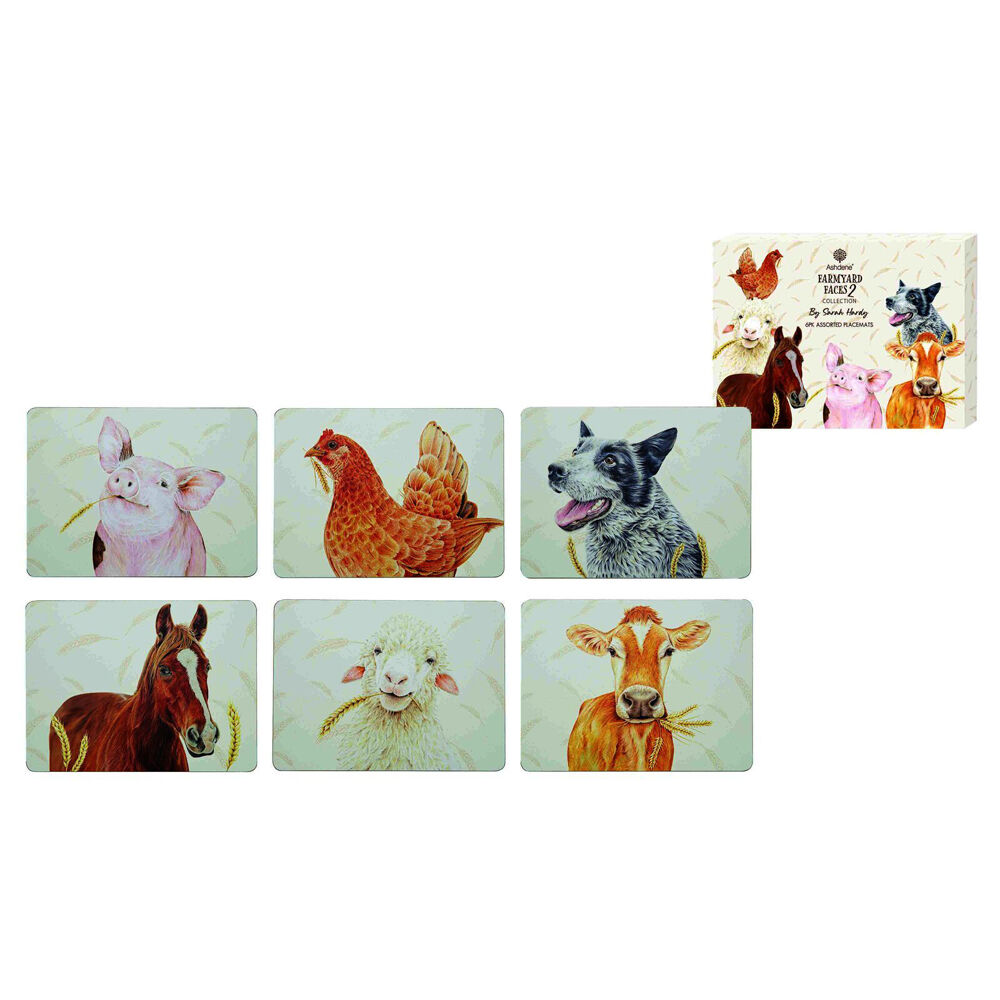 Ashdene 6pc Ashdene Farmyard Faces 2 Kitchen Dining Table Placemat 29x21.5cm (2 Pack) — image 3