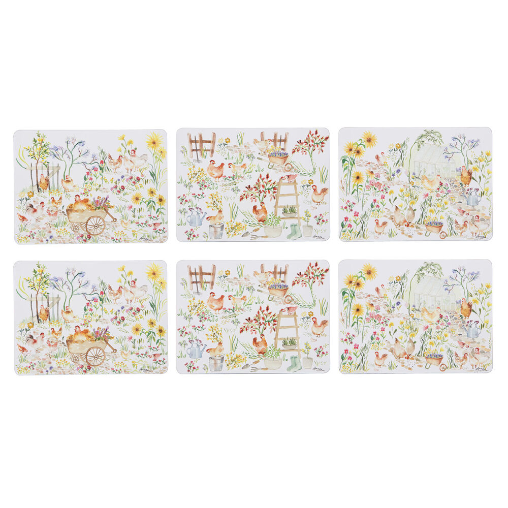 Ashdene Garden Hens Rectangle Kitchen Dining Table Placemat 29x21.5cm (6 Pieces)