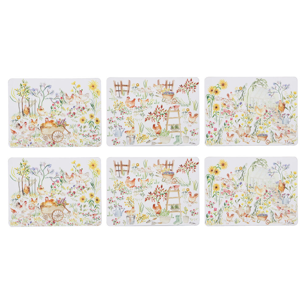 Ashdene 6pc Ashdene Garden Hens Rectangle Kitchen Dining Table Placemat 29x21.5cm (2 Pack) — image 2
