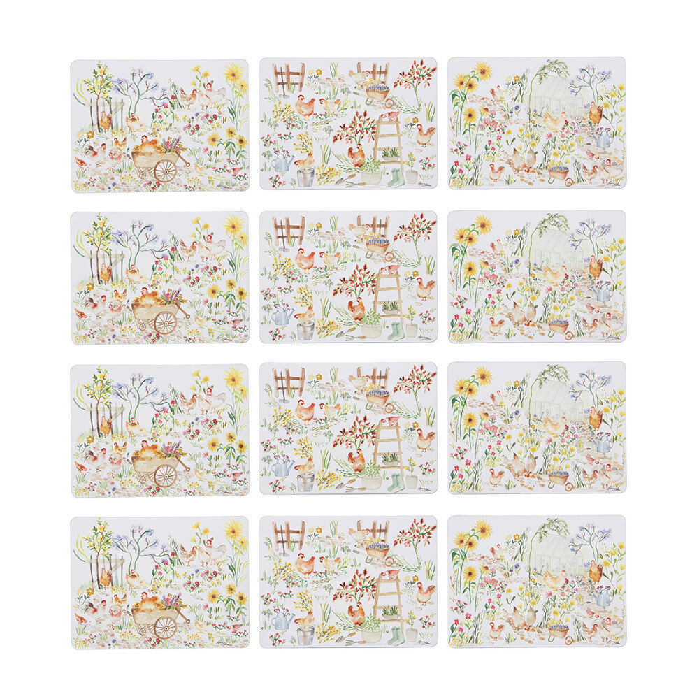 Ashdene 6pc Ashdene Garden Hens Rectangle Kitchen Dining Table Placemat 29x21.5cm (2 Pack)