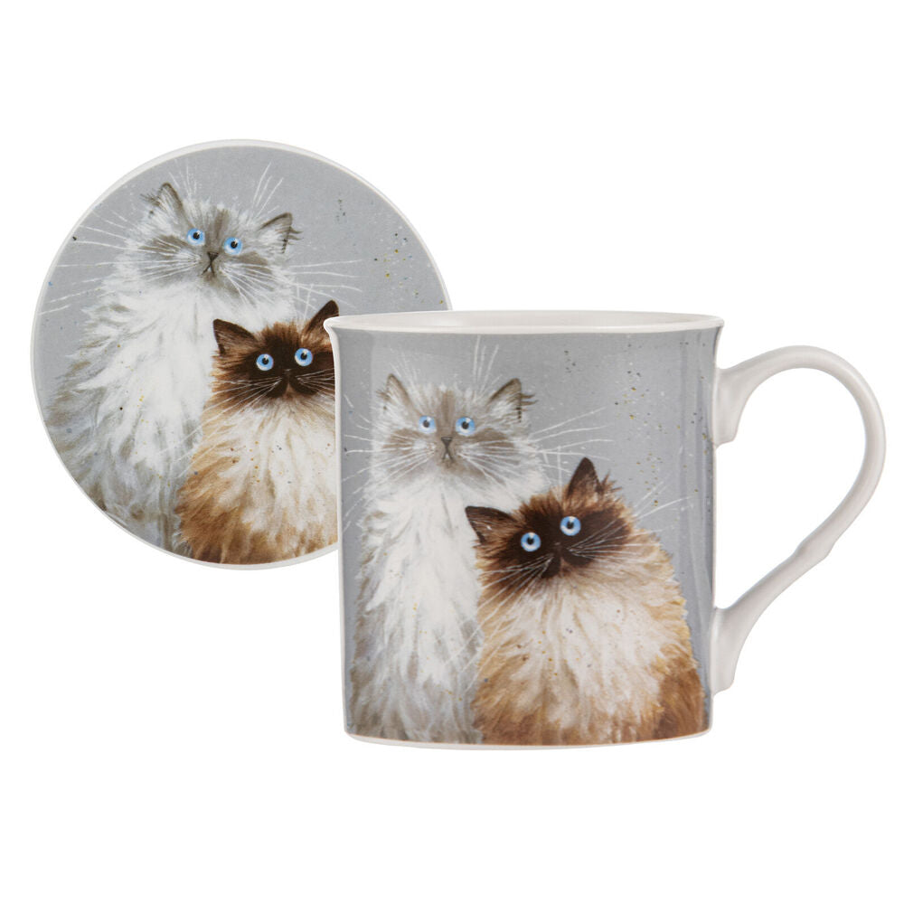 Ashdene Kim's Cats Sully & Bucky New Bone China Mug Coaster Set 330ml Blue (2 Pack) — image 2