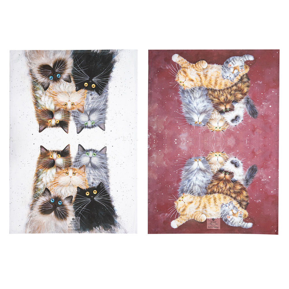 Ashdene Kim's Cats Fluffy Friends Kitchen Towel Dishcloth 70x50cm (2 Pieces)
