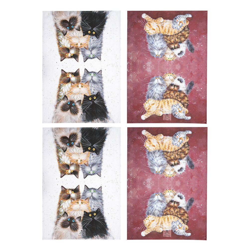 Ashdene 2pc Ashdene Kim's Cats Fluffy Friends Kitchen Towel Dishcloth 70x50cm (2 Pack)